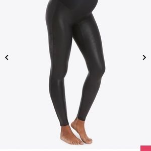 Spanx maternity faux leather leggings